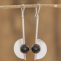 Onyx dangle earrings, 'Dark Half'