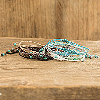 Glass bead macrame bracelets, 'Unity and Joy' (set of 10) - Set of 10 Handcrafted Assorted Glass Bead Macrame Bracelets