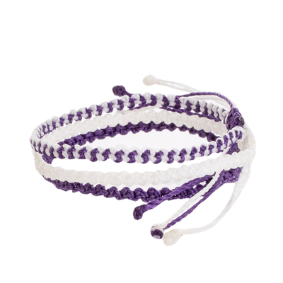 Macrame bracelets, 'Silhouettes in Purple' (set of 3) - Handcrafted Macrame Bracelets from Guatemala (Set of 3)