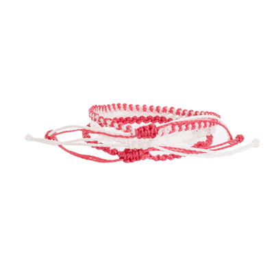 Macrame bracelets, 'Silhouettes in Rose' (set of 3) - Pink and White Macrame Bracelets (Set of 3)