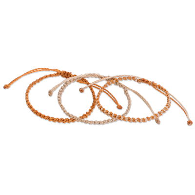 Makramee-Armbänder, (3er-Set) - Makramee-Armbänder in Orange und Beige (3er-Set)