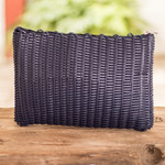 Handwoven toiletry bag, 'Travel in Blue' - Recycled Vinyl Cord Blue Toiletry Bag Handwoven in Guatemala