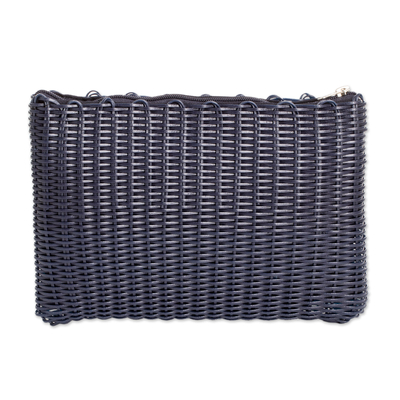 Handwoven toiletry bag, 'Travel in Blue' - Recycled Vinyl Cord Blue Toiletry Bag Handwoven in Guatemala