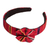 Cotton canvas bow headband, 'Red Origins' - Red Headband with Bow Hand-woven with 100% Cotton Canvas
