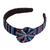 Cotton canvas headband, 'Blue Origins' - Blue Headband with Bow Handwoven with 100% Cotton Canvas thumbail