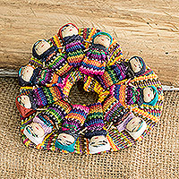 Cotton magnet, 'Joyful Heart' - Handmade Heart-Form Cotton Worry Doll Magnet from Guatemala