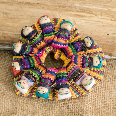 Baumwollmagnet - Handgefertigter herzförmiger Baumwoll-Sorgenpuppenmagnet aus Guatemala
