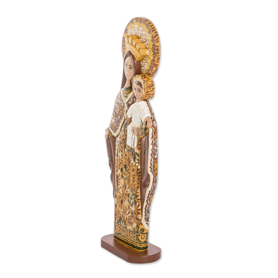 Wood sculpture, 'Holy Warmth' - Hand Painted Nicaraguan Wood Sculpture of Virgin of Carmel