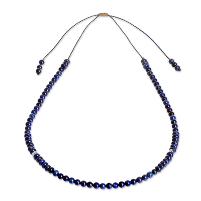 Collar de cuentas de lapislázuli y sodalita - Collar de cuentas de lapislázuli guatemalteco y sodalita