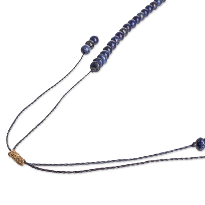 Lapis lazuli and sodalite beaded necklace, 'Dazzling Raindrops' - Guatemalan Lapis Lazuli and Sodalite Beaded Necklace