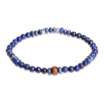 Guatemalan Lapis Lazuli and Sodalite Beaded Stretch Bracelet