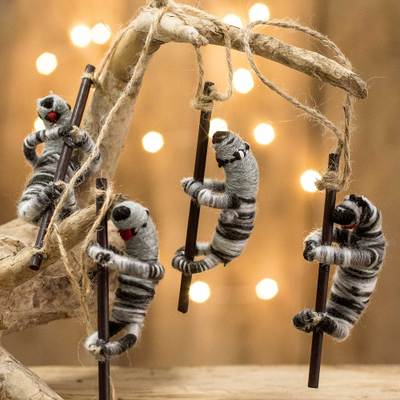 Cotton ornaments, Vivacious Sloths (set of 4)