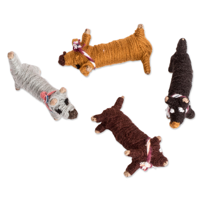 Worry doll dogs, 'My Best Friends' (set of 4) - Guatemalan Set of 4 Handcrafted Cotton Worry Dogs