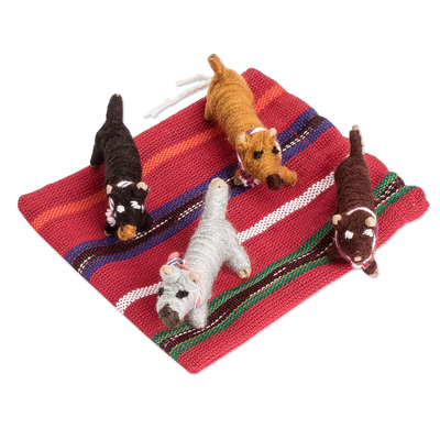Worry doll dogs, 'My Best Friends' (set of 4) - Guatemalan Set of 4 Handcrafted Cotton Worry Dogs