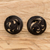 Sterling silver button earrings, 'Bicolour Dream' - Costa Rican Sterling Silver Button Earrings in Black