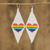 Beaded dangle earrings, 'Charming Pride in White' - Diamond-shaped LGBTQ+ Themed Glass Beaded Dangle Earrings (image 2) thumbail