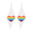 Beaded dangle earrings, 'Charming Pride in White' - Diamond-shaped LGBTQ+ Themed Glass Beaded Dangle Earrings thumbail
