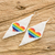 Beaded dangle earrings, 'Charming Pride in White' - Diamond-shaped LGBTQ+ Themed Glass Beaded Dangle Earrings (image 2b) thumbail
