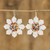 Beaded dangle earrings, 'Floral Delight in White' - Floral Glass Beaded Dangle Earrings Handmade in Guatemala (image 2) thumbail
