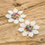 Beaded dangle earrings, 'Floral Delight in White' - Floral Glass Beaded Dangle Earrings Handmade in Guatemala (image 2b) thumbail