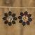 Beaded dangle earrings, 'Floral Delight in Black' - Floral Glass Beaded Dangle Earrings Handmade in Guatemala (image 2) thumbail