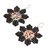 Beaded dangle earrings, 'Floral Delight in Black' - Floral Glass Beaded Dangle Earrings Handmade in Guatemala (image 2c) thumbail