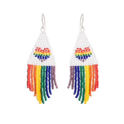 Multicolored LGBTQ+ Themed Glass Beaded Waterfall Earrings