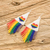 Beaded waterfall earrings, 'Pride Triangles' - Multicolored LGBTQ+ Themed Glass Beaded Waterfall Earrings (image 2b) thumbail