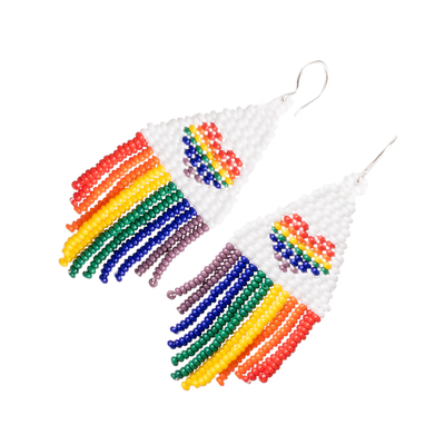 Perlenohrringe mit Wasserfall - Mehrfarbige Wasserfall-Ohrringe aus Glasperlen mit LGBTQ+-Thema
