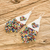 Beaded waterfall earrings, 'Multicolored Triangles' - Multicolored Triangle Heart Glass Beaded Dangle Earrings