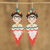 Beaded dangle earrings, 'Kahlo' - Handmade Frida Kahlo Glass Bead Earrings from Guatemala (image 2) thumbail