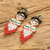 Beaded dangle earrings, 'Kahlo' - Handmade Frida Kahlo Glass Bead Earrings from Guatemala (image 2b) thumbail
