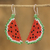 Beaded dangle earrings, 'Fruity Freshness' - Handmade Watermelon Glass Bead Earrings from Guatemala (image 2) thumbail