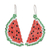 Beaded dangle earrings, 'Fruity Freshness' - Handmade Watermelon Glass Bead Earrings from Guatemala thumbail