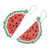 Beaded dangle earrings, 'Fruity Freshness' - Handmade Watermelon Glass Bead Earrings from Guatemala (image 2b) thumbail