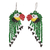 Beaded waterfall earrings, 'Macaws in Green' - Guatemalan Artisan Made Glass Beaded Waterfall Earrings thumbail