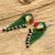 Beaded waterfall earrings, 'Macaws in Green' - Guatemalan Artisan Made Glass Beaded Waterfall Earrings (image 2b) thumbail