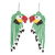 Beaded waterfall earrings, 'Macaws in Mint' - Handmade Tropical Animal-Themed Beaded Waterfall Earrings