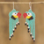 Beaded waterfall earrings, 'Macaws in Aqua' - Guatemalan Parrot-Themed Glass Beaded Waterfall Earrings thumbail