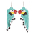 Beaded waterfall earrings, 'Macaws in Aqua' - Guatemalan Parrot-Themed Glass Beaded Waterfall Earrings thumbail