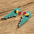 Beaded waterfall earrings, 'Macaws in Aqua' - Guatemalan Parrot-Themed Glass Beaded Waterfall Earrings (image 2b) thumbail