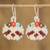Perlenohrringe, 'Bright Floral Faultier' - Guatemaltekische handgefertigte Perlenohrringe mit Tiermotiv