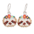 Beaded dangle earrings, 'Golden Floral Sloth' - Guatemalan Handmade Wildlife-Themed Beaded Dangle Earrings thumbail