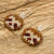 Beaded dangle earrings, 'Tan Sloth' - Guatemalan Animal-Themed Glass Beaded Dangle Earrings