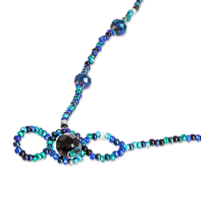 Collar llamativo con cuentas - Collar llamativo con cuentas azul guatemalteco hecho a mano artesanalmente
