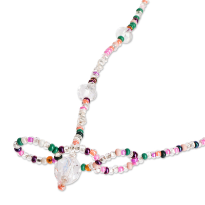 Statement-Halskette mit Perlen - Handgefertigte Statement-Halskette mit Kristallperlen aus Guatemala