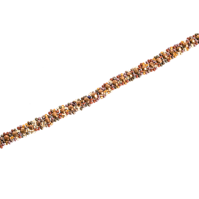 Halskette aus Glas- und Kristallperlen - Handgefertigte Halskette aus Glas- und Kristallperlen in Braun