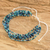 Beaded wristband bracelet, 'Hope in Blue' - Adjustable Blue Crystal and Glass Beaded Wristband Bracelet (image 2) thumbail