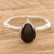 Black jade solitaire ring, 'Jade Teardrop in Black' - Sterling Silver Solitaire Ring with Black Guatemalan Jade (image 2) thumbail