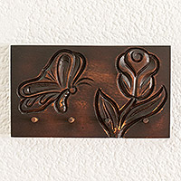 Wood key holder, 'Loving in Nature' - Hand-Carved Wood Key Holder from Costa Rica